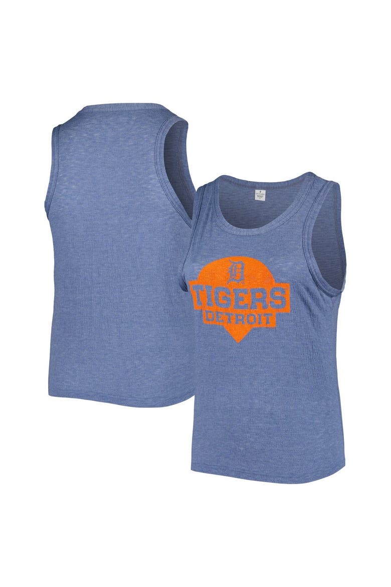 Women's Soft as a Grape Navy Detroit Tigers Plus Size High Neck Tri-Blend Tank Top, Main, color, Navy