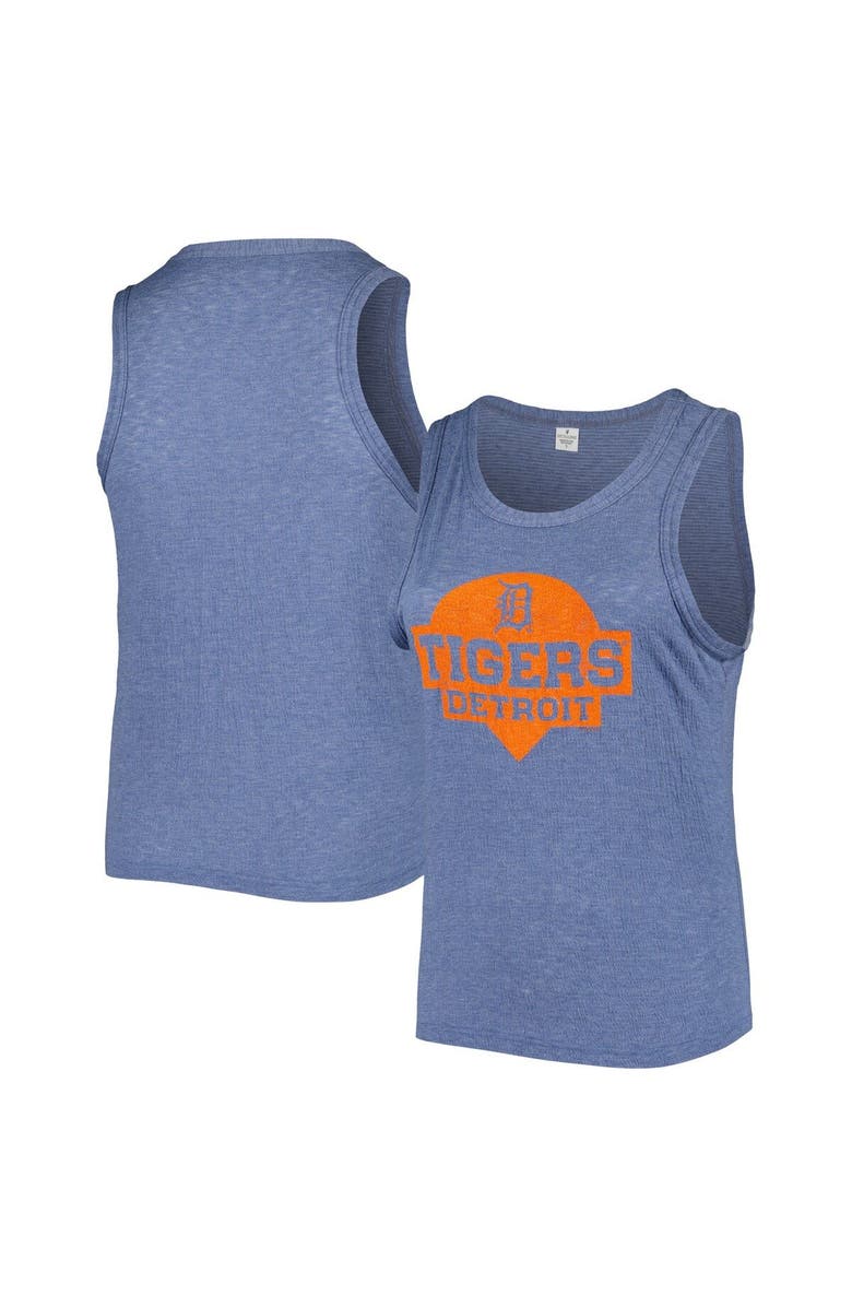 SOFT AS A GRAPE Women's Soft as a Grape Navy Detroit Tigers Plus Size High Neck Tri-Blend Tank Top, Main, color, Navy