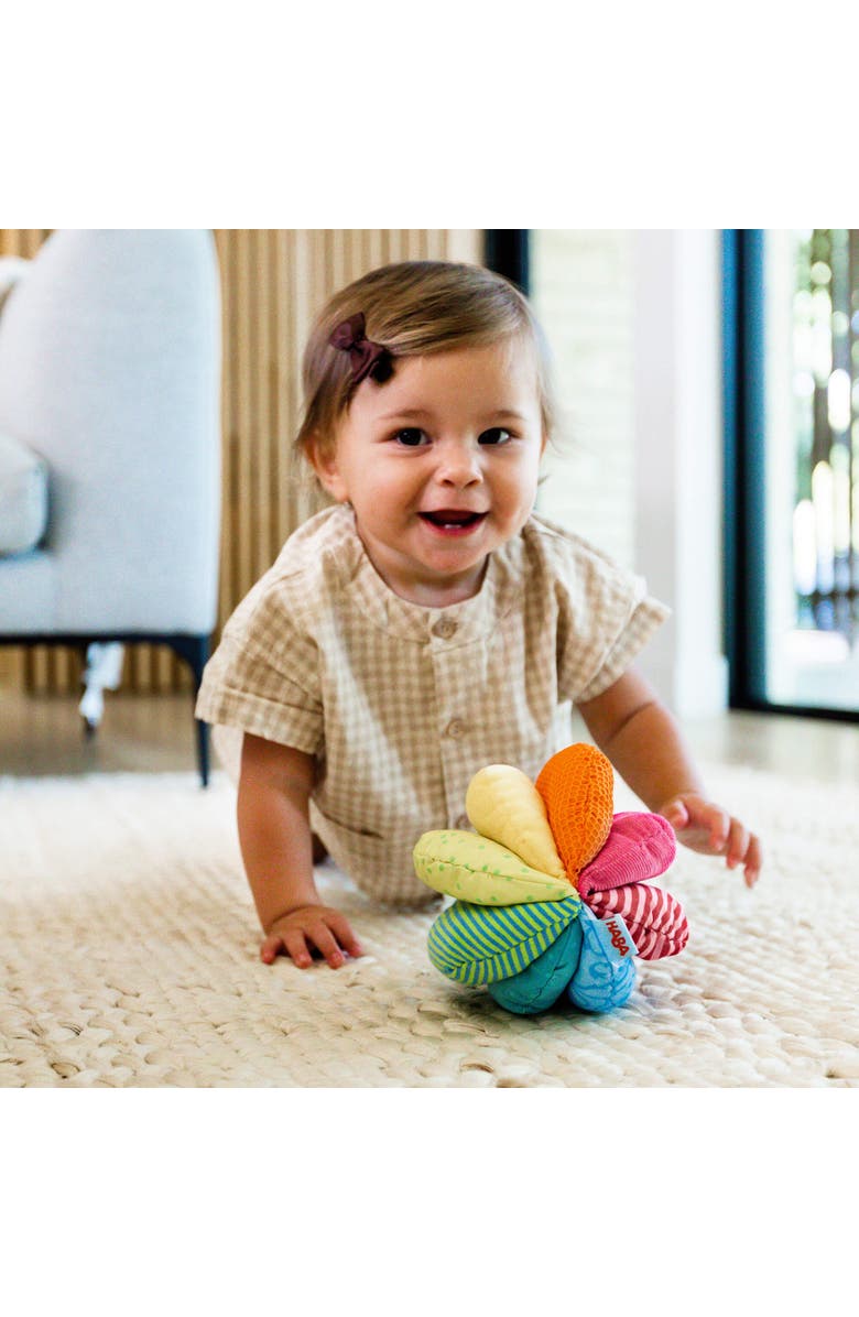 HABA Rainbow Baby Ball - Machine Washable Baby Sensory Toys - Ideal Baby Toy for Teething, Tummy Time Toys for Ages 6 Months & up, Alternate, color, Multi