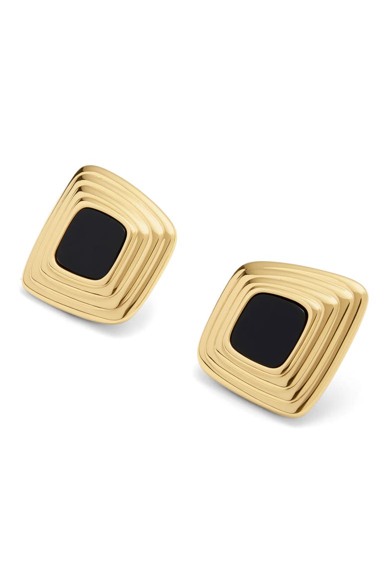 Tapered Statement Stud Earrings, Alternate, color, GOLD/ BLACK