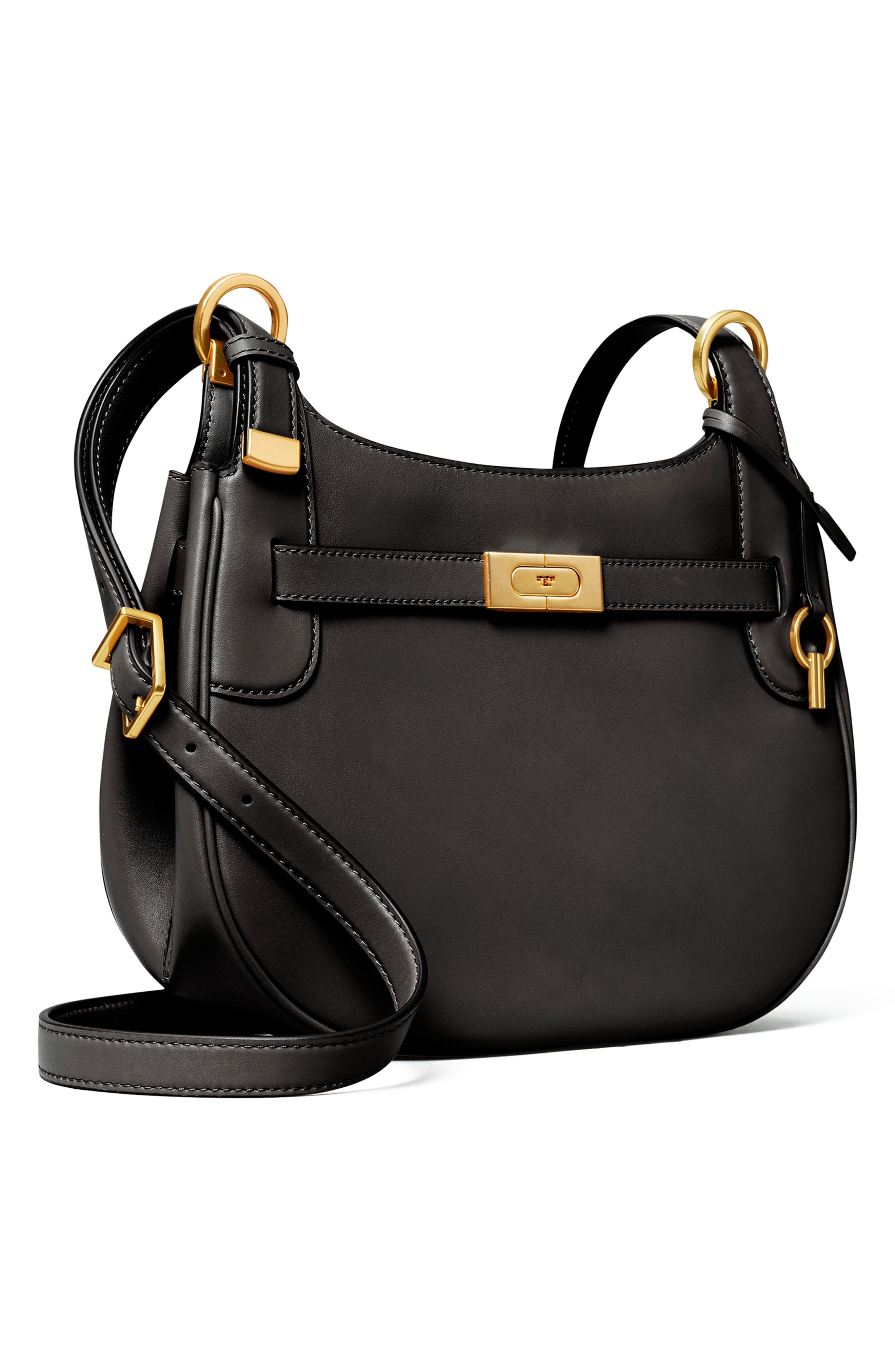 Tory Burch Lee Radziwill Leather Saddle Bag, Alternate, color, 