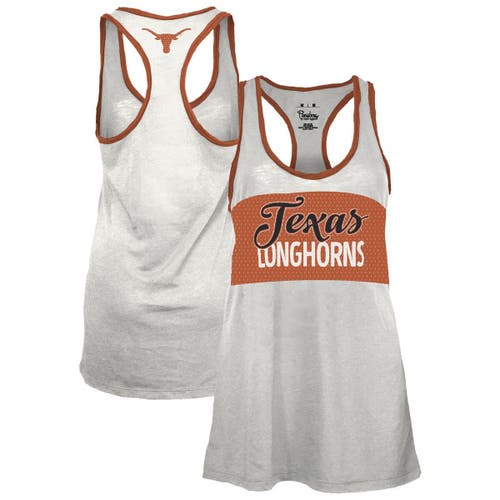 Pressbox Women's White/burnt Orange Texas Longhorns Tracy Racerback Burnout Tank Top In White