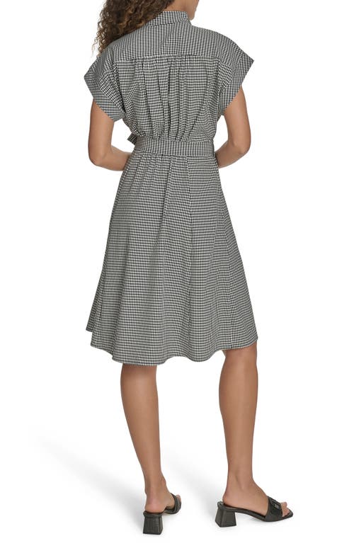 Calvin Klein Comm Check Shirtdress In Black/white