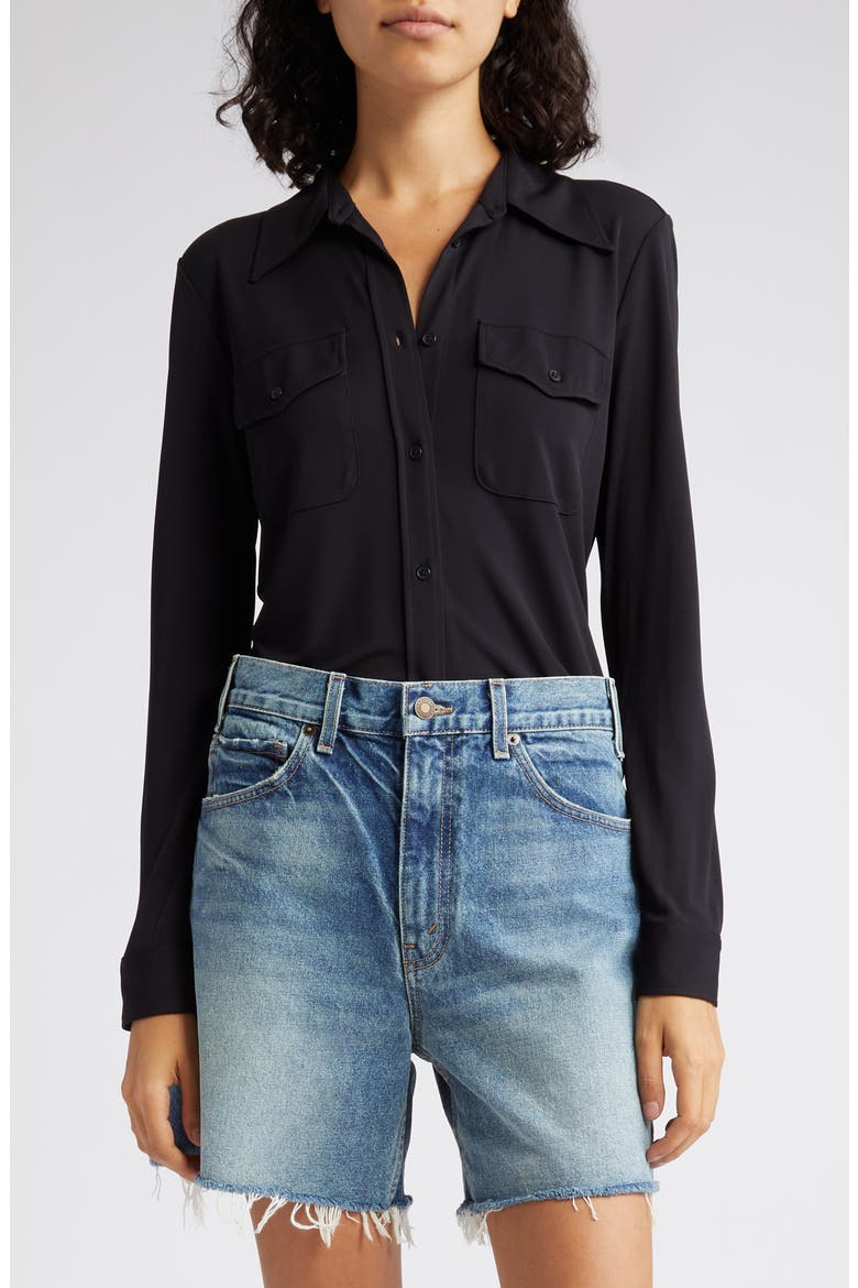 Aveline Pocket Button-Up Shirt, Main, color, BLACK