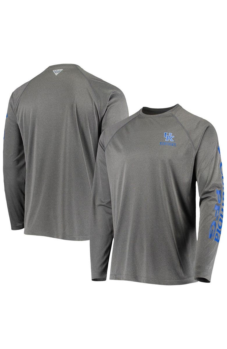 Columbia Men's Columbia Charcoal Kentucky Wildcats Terminal Tackle Omni-Shade Raglan Long Sleeve T-Shirt, Main, color,