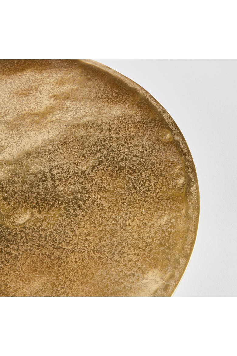 16.75" Veda Decorative Cast Aluminum Round Tabletop Centerpiece Tray, Alternate, color, Gold