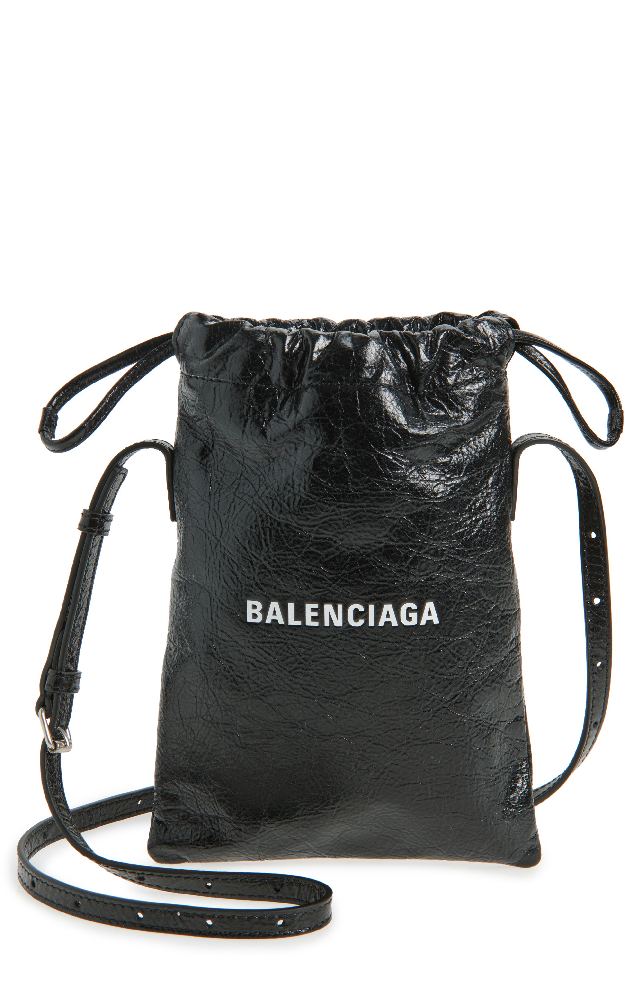 Balenciaga Shopper Phone Holder, Main, color, 1090 Black/ L White