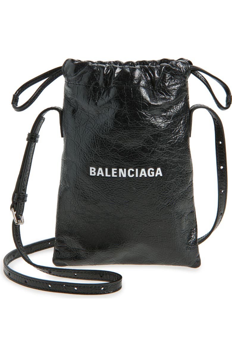 Balenciaga Shopper Phone Holder, Main, color, 1090 Black/ L White