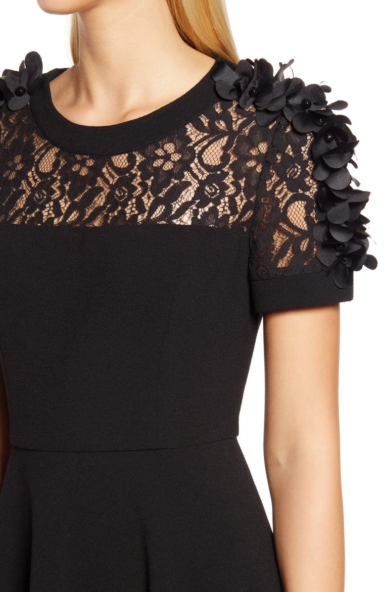 Shani Floral Appliqué Fit & Flare Cocktail Dress, Alternate, color,