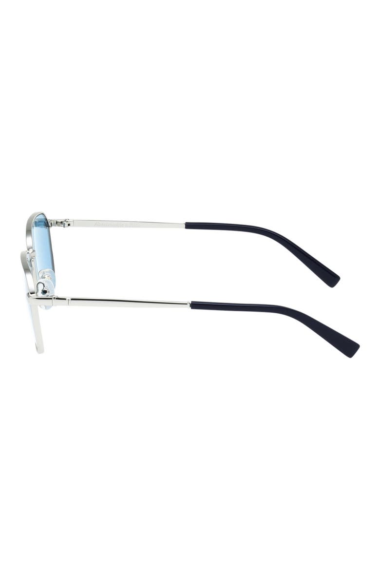 56mm Round Sunglasses, Alternate, color, SHINY LIGHT NICKELTIN / BLUE