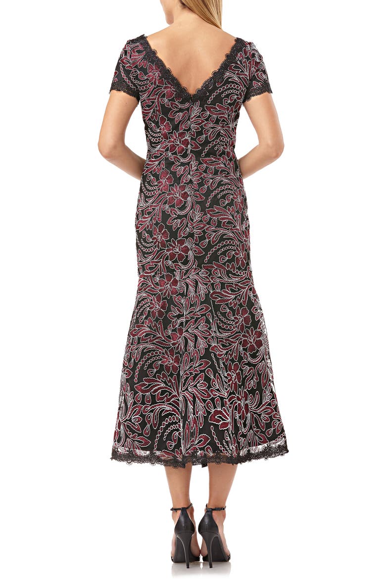 Embroidered Mesh Dress, Alternate, color, CABERNET BLACK
