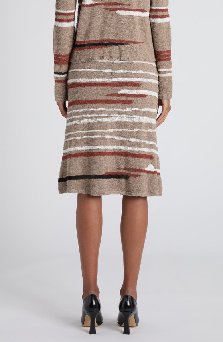 Bottega Veneta Venice Intarsia Linen & Cotton Mélange Sweater Skirt, Alternate, color, 1501 Stonemel/ Maple/ Chalk