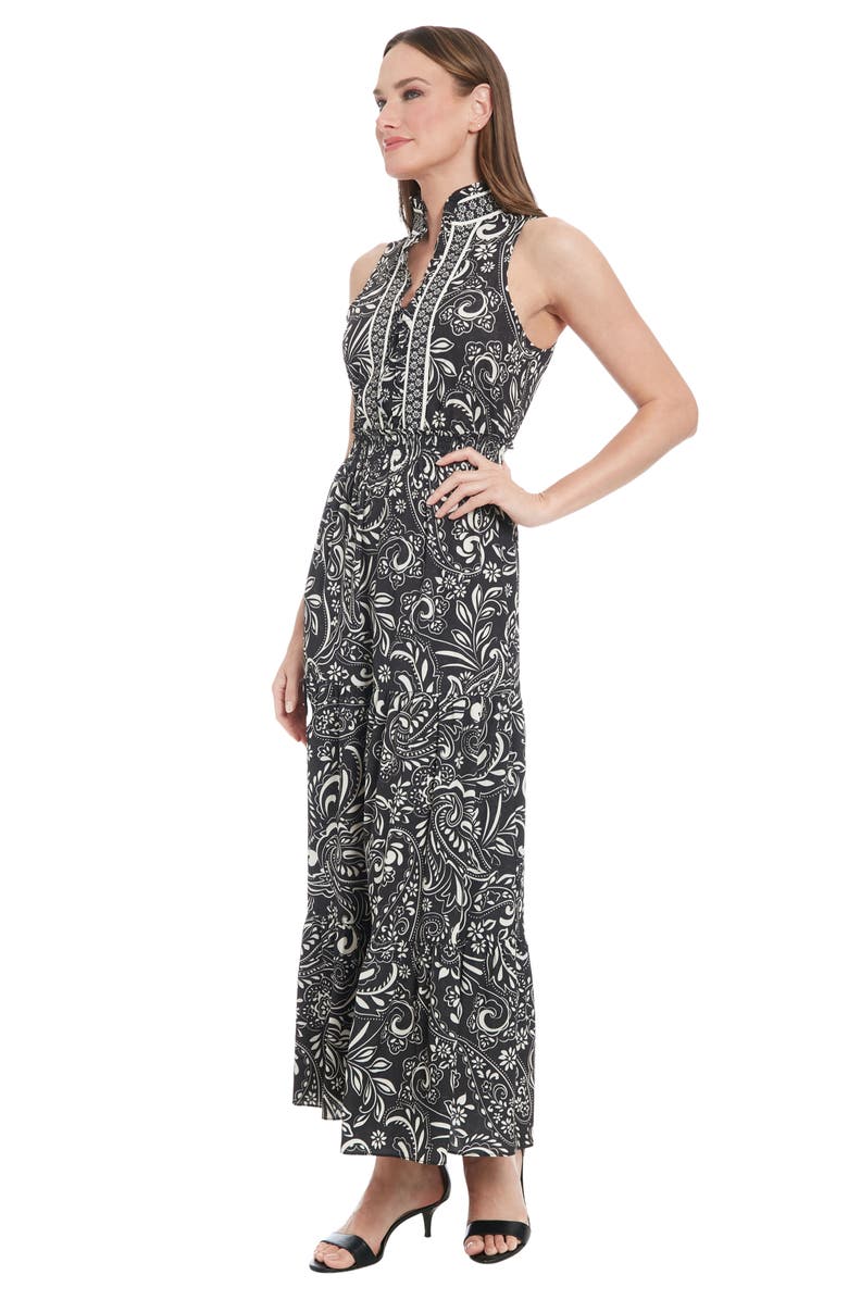London Times Paisley Sleeveless Maxi Dress, Alternate, color, Ivory/ Charcoal