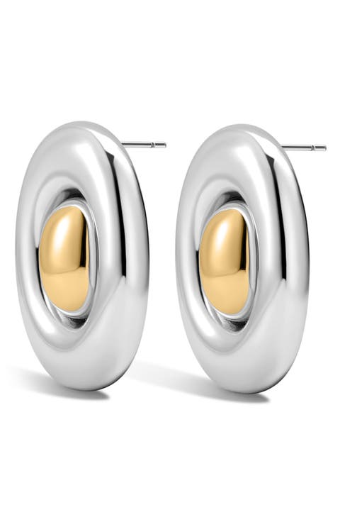 The Two-Tone Chrome Orb Statement Earrings