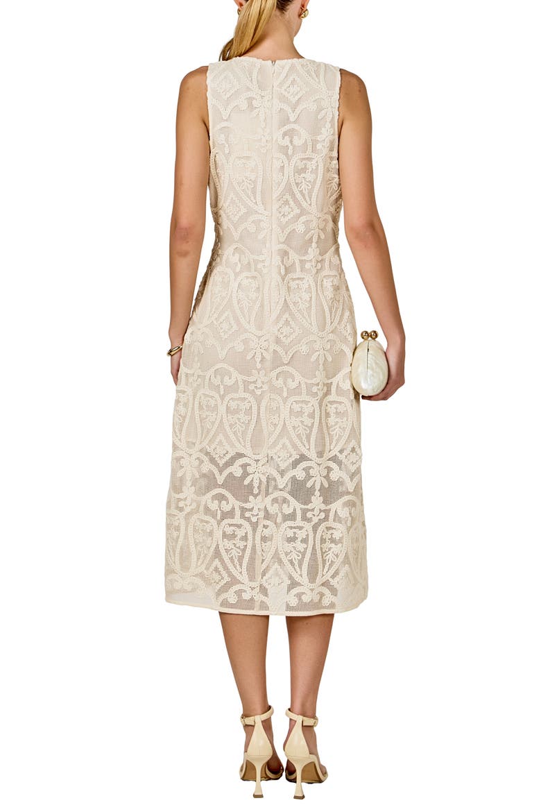 Lace Sleeveless Midi Dress, Alternate, color, BEIGE