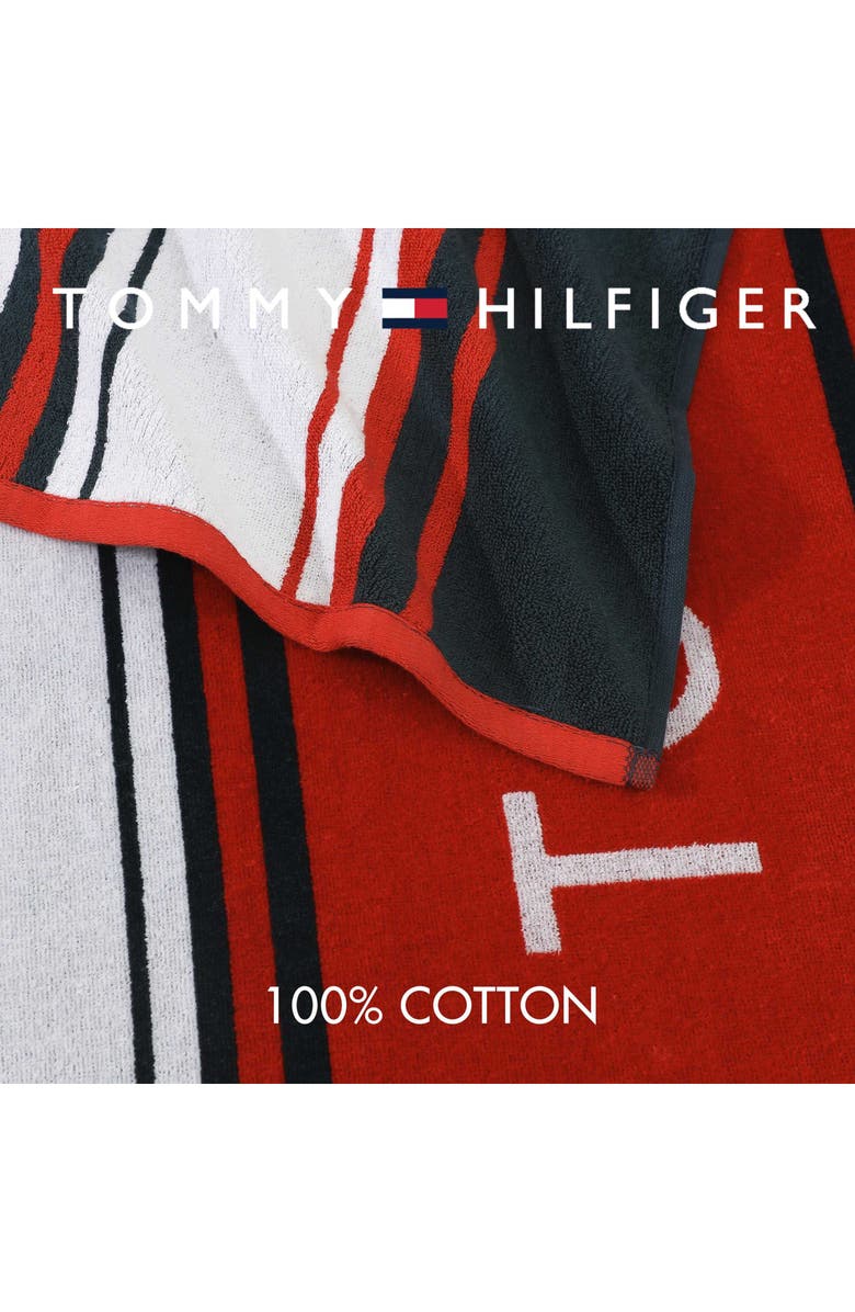 Tommy Hilfiger Hampton Stripe Beach Towel, Alternate, color, Scarlet/ White/ Midnight Blue