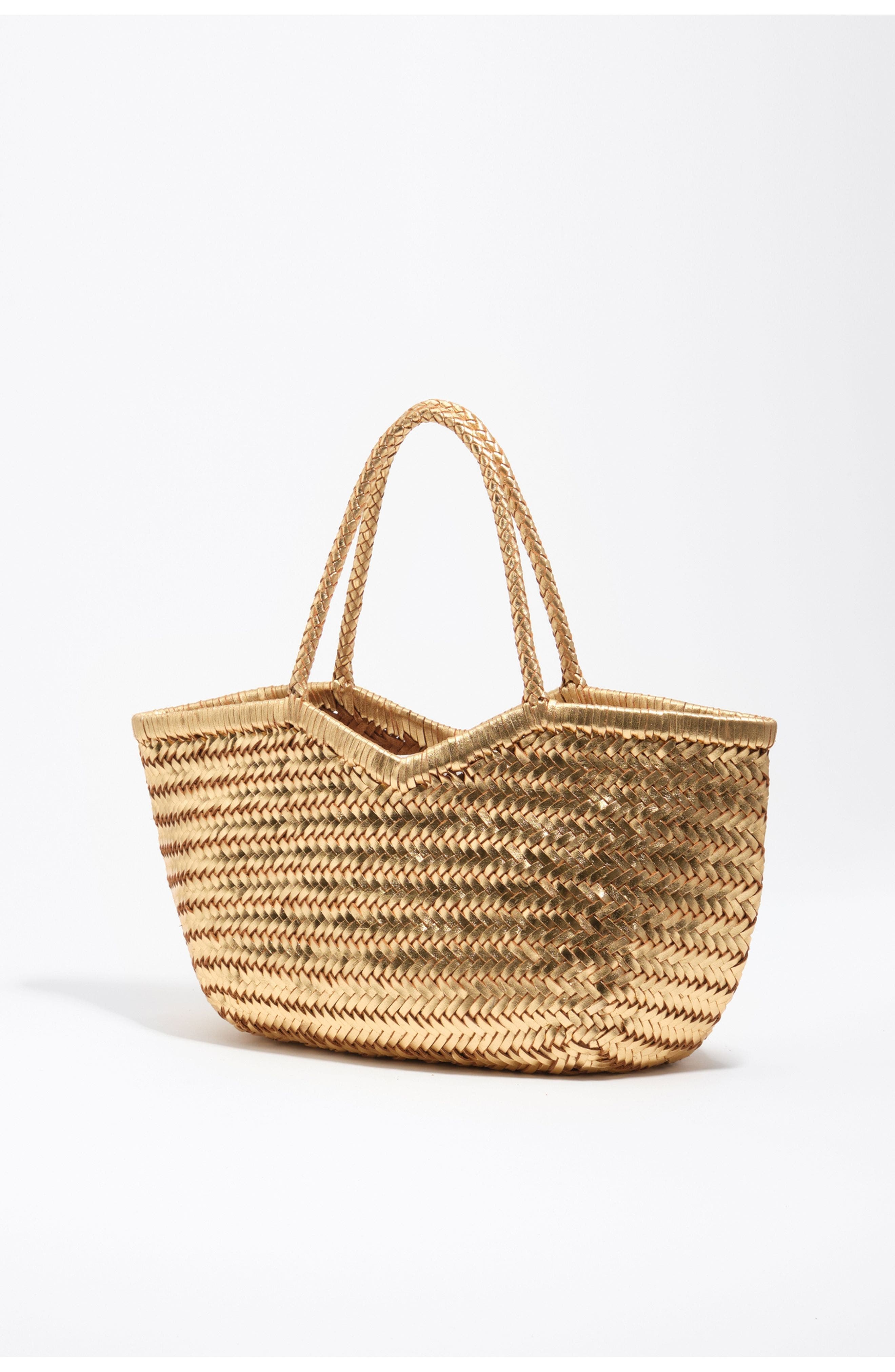Bimba y Lola Braided Leather Shopper Bag, Alternate, color, Gold