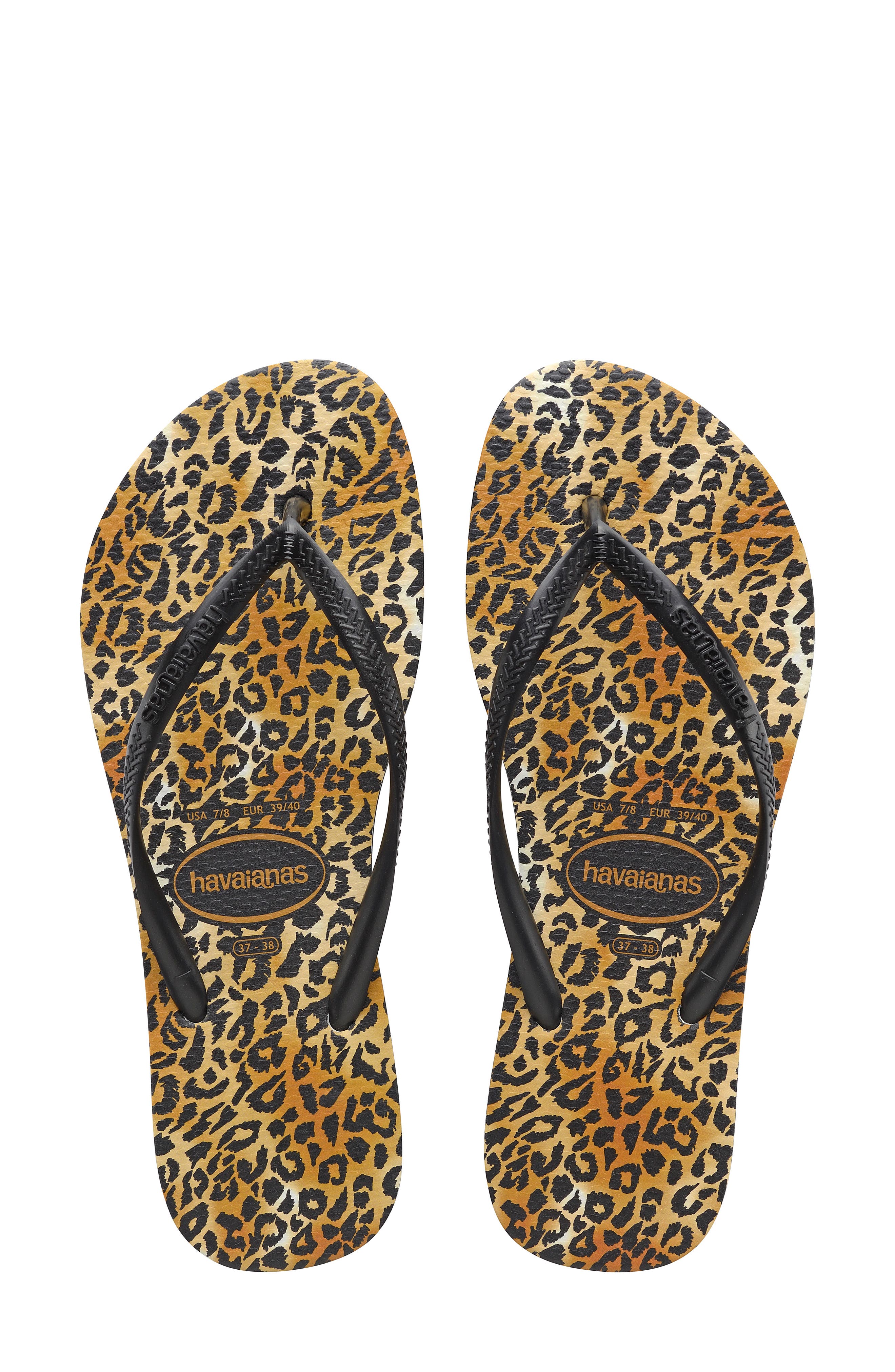 Slim Leopard Flip Flop, Main, color, BLACK/ BLACK