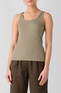 Eileen Fisher Slim Fit Scoop Neck Stretch Cotton Tank