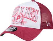 New Era Men's New Era  Red Philadelphia Phillies Distressed 9FORTY A-Frame Adjustable Trucker Hat