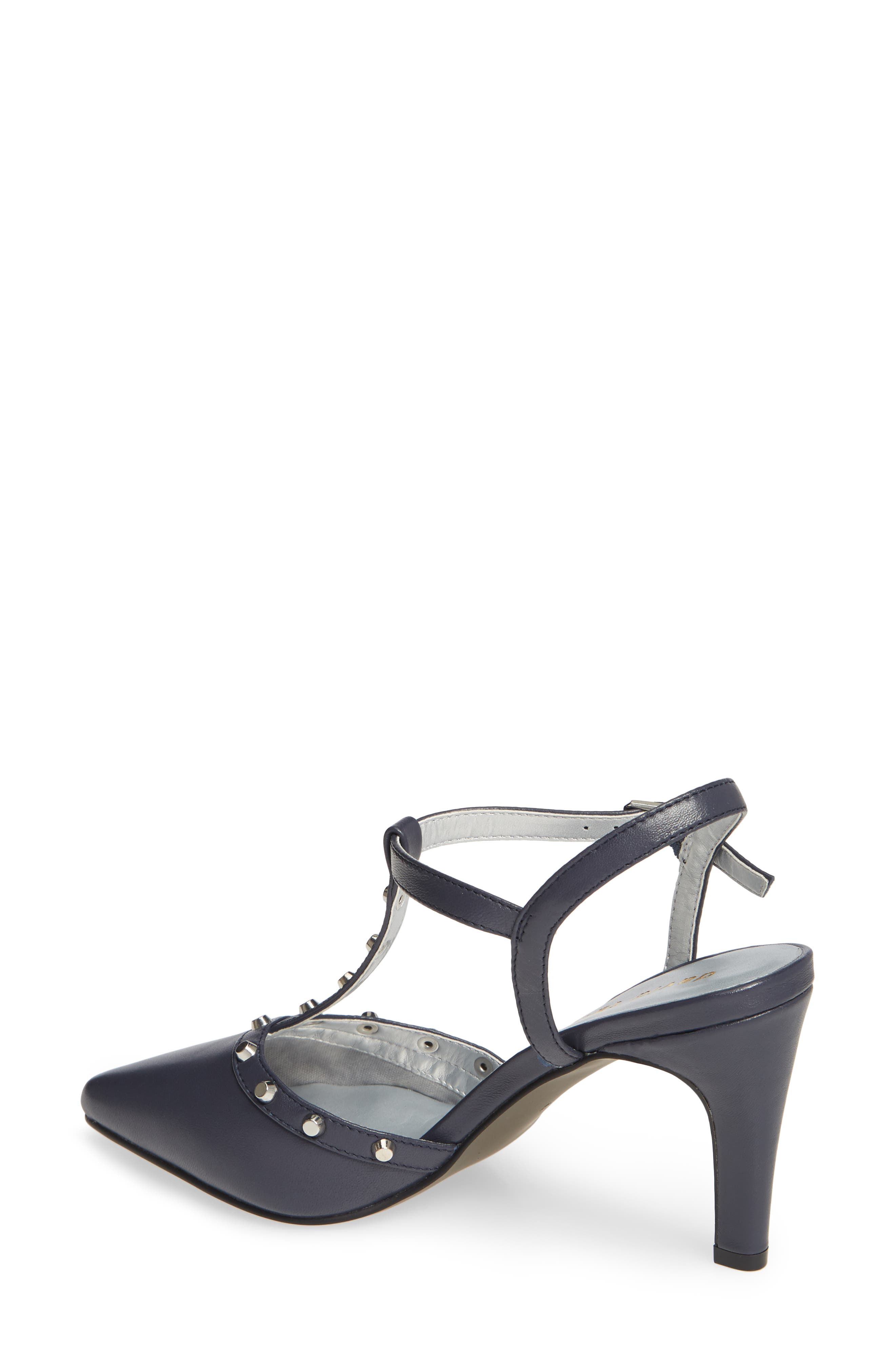 Valencia Studded Pointy Toe Pump, Alternate, color, NAVY LEATHER