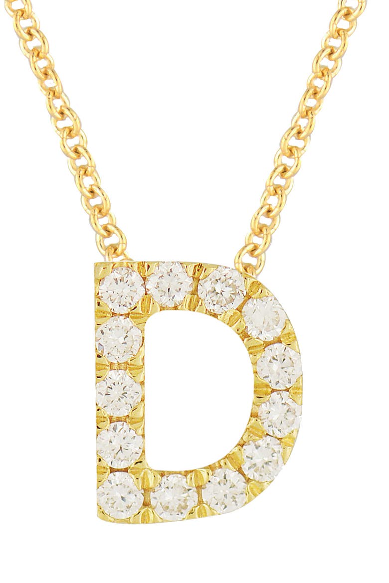18k Gold Pavé Diamond Initial Pendant Necklace, Alternate, color, YELLOW
