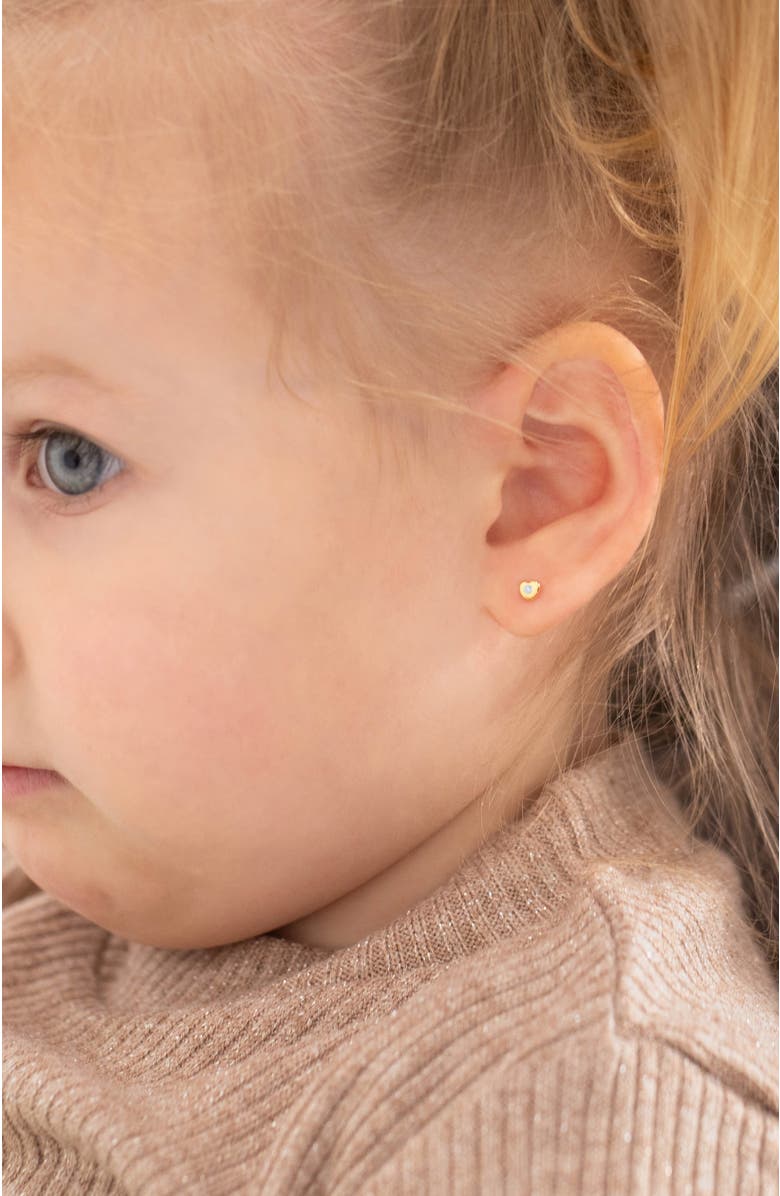 In Season Jewelry 14kie Tiny Cubic Zirconia Heart Earrings, Alternate, color, Gold