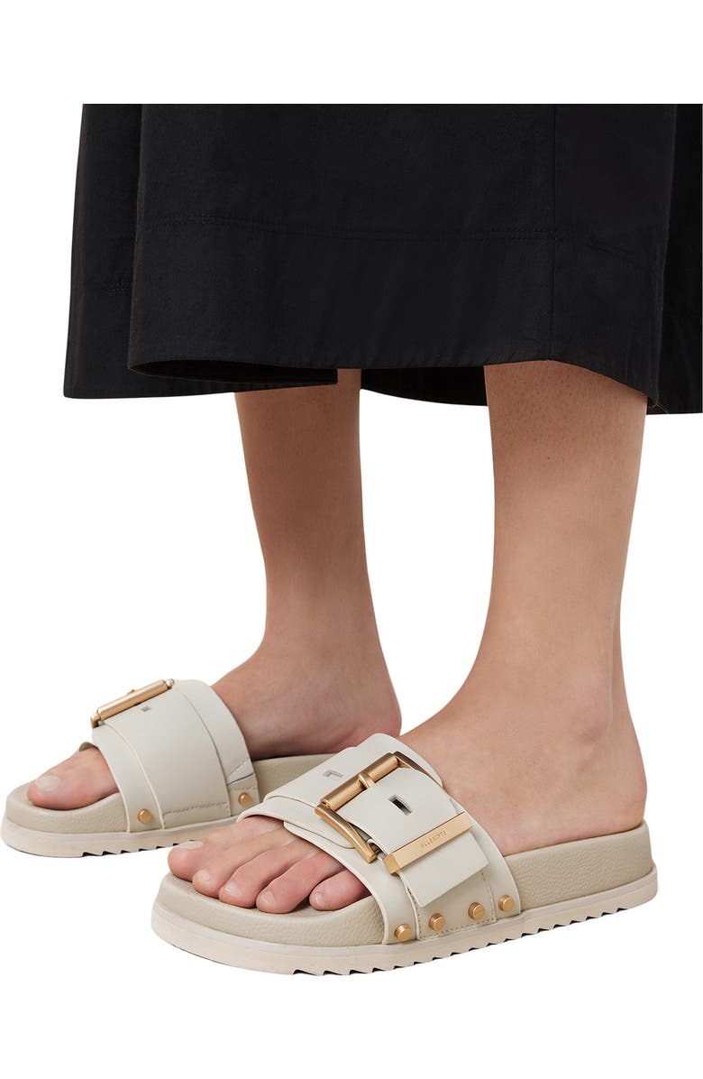 AllSaints Ellie Stud Slide Sandal, Alternate, color, Chalk White
