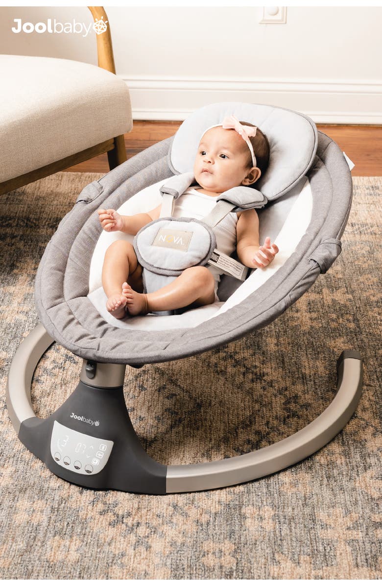Jool Baby Nova Swing for Newborns - Electric Motorized Infant Swing, Bluetooth Music, 10 Preset Melodies, Remote, Alternate, color, Gray