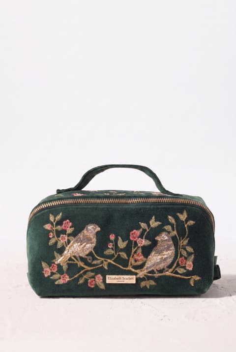 Songbirds Secret Garden Velvet Open Flat Makeup Bag