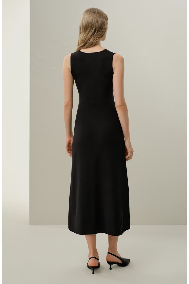Women's Soleil Silk-Viscose Knit V-Neck Dress, Alternate, color, Black