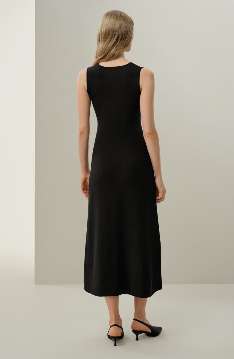 Lilysilk Soleil Silk-Viscose Knit V-Neck Dress, Alternate, color, Black