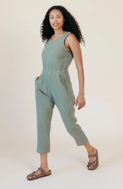 Poplinen Plus Jameela Organic Cotton Gauze Jumpsuit In Green