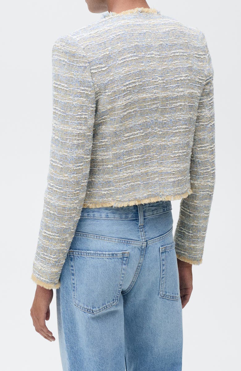 MANGO Fringe Detail Cotton Blend Tweed Jacket, Alternate, color, 