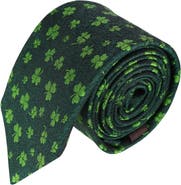 Trafalgar Green Shamrock Novelty Silk Necktie
