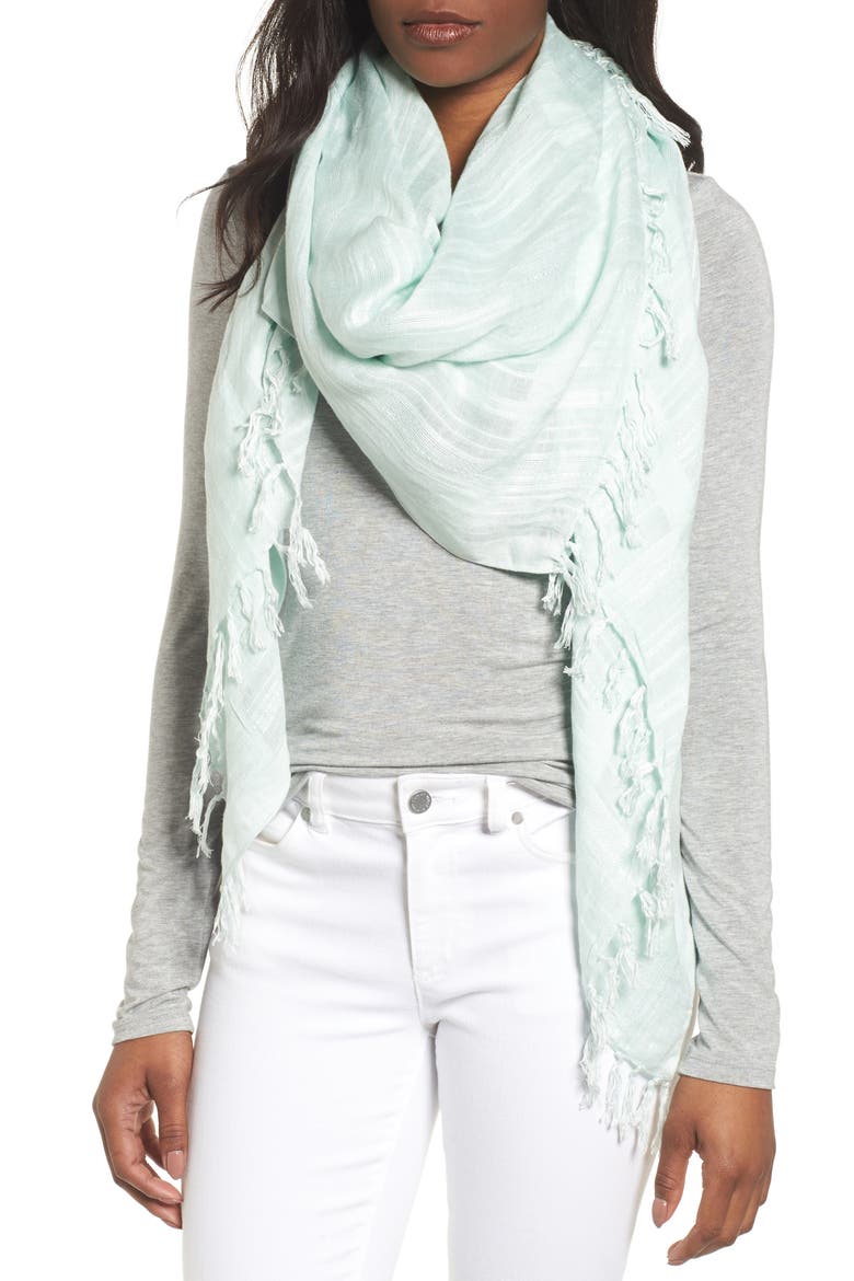 Solid Linen Blend Scarf, Main, color, TEAL SURF