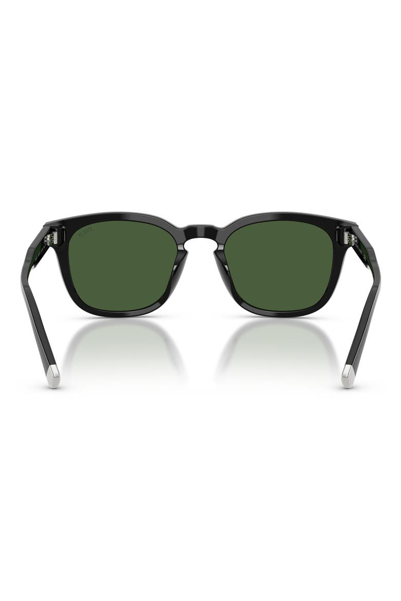 52mm Square Sunglasses, Alternate, color, SHINY BLACK / DARK GREEN