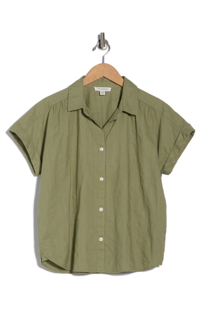 beachlunchlounge Short Sleeve Button Down Shirt, Alternate, color, Green Olive