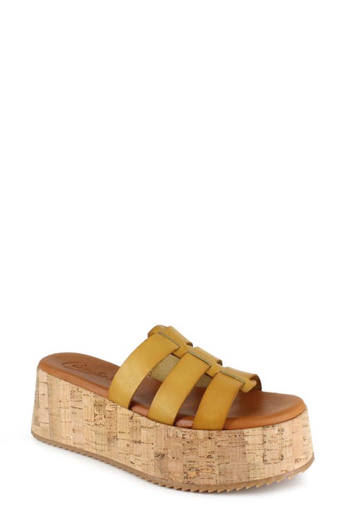 Candie's Kalma Platform Slide Sandal in Mustard 