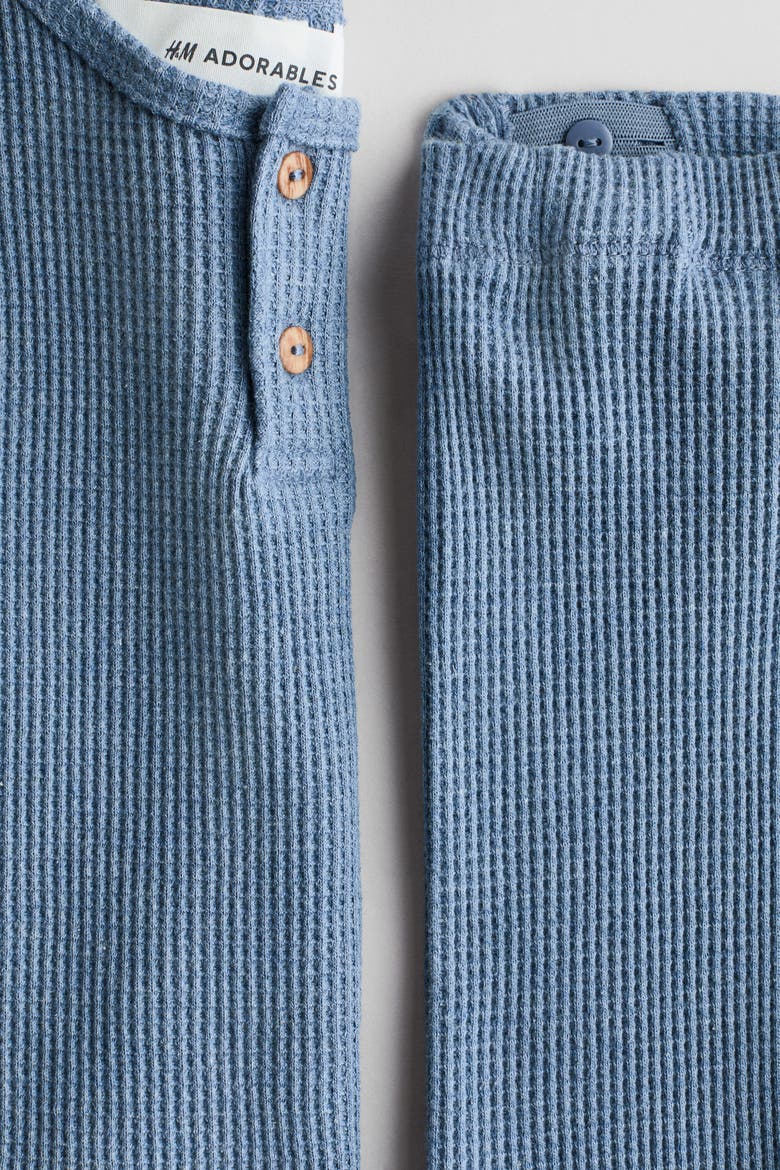 2-Piece Waffled Cotton Set, Alternate, color, Dusty blue
