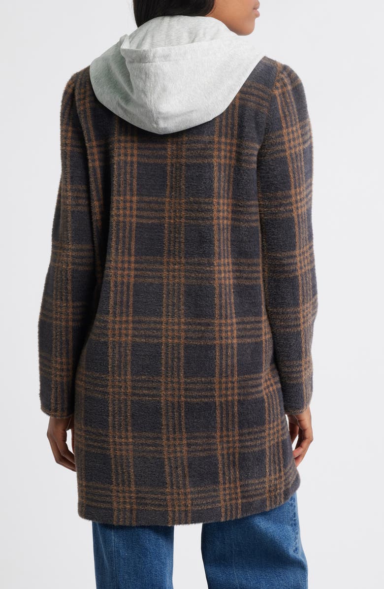 Thread & Supply Plaid Coat with Bib Hoodie, Alternate, color, Black Copper Combo