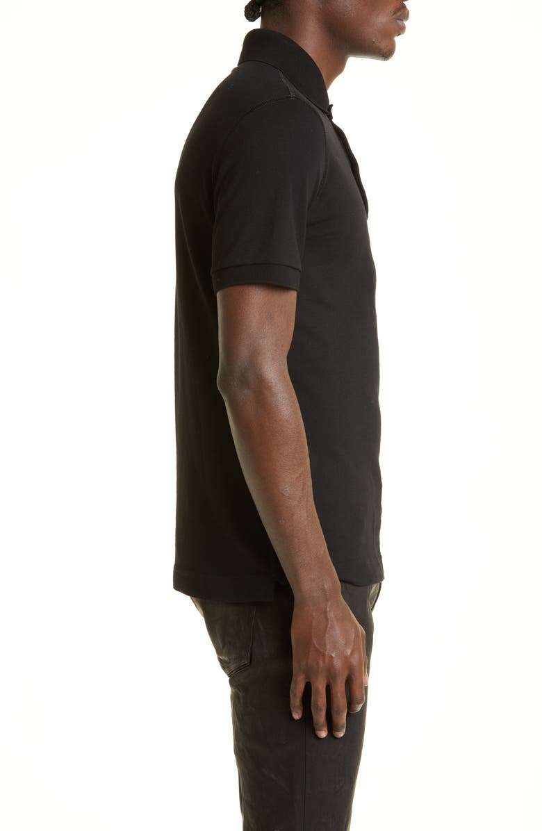 Dolce&Gabbana Logo Plate Cotton Piqué Polo, Alternate, color, Black