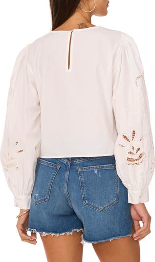 Embroidered Cutwork Cotton Poplin Top