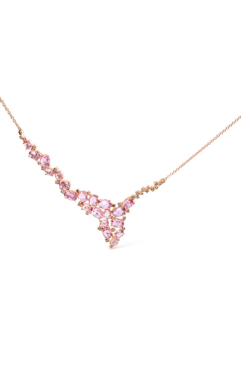 Haus of Brilliance Gold 1/2 Cttw Diamond and Sapphire Statement Station Necklace, Main, color, Pink