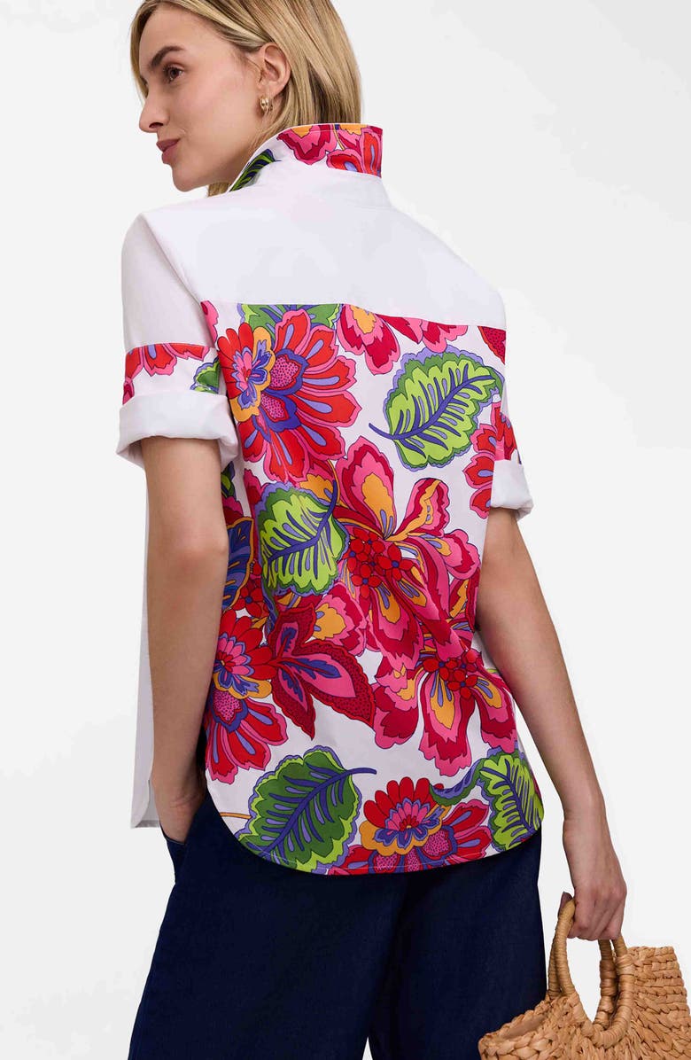 Foxcroft Meghan Para Blooms Mix Print Stretch Cotton Blend Button-Up Shirt, Alternate, color, 