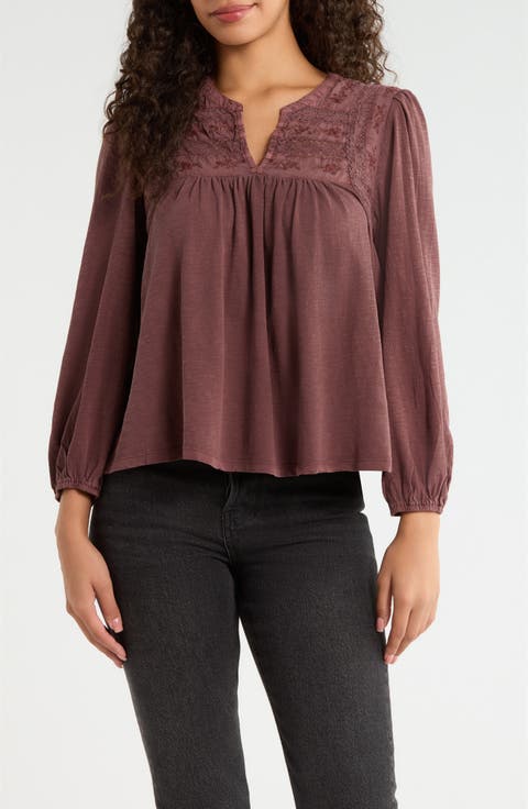 Mixed Stitch Peasant Top