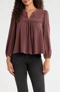 Lucky Brand Mixed Stitch Peasant Top