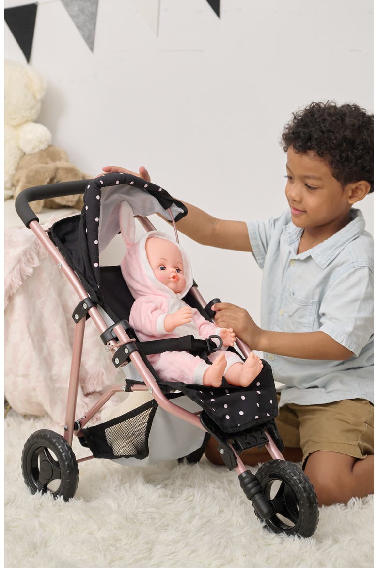 Olivia's Little World Polka Dot Baby Doll Jogging Stroller, Alternate, color, BLACK