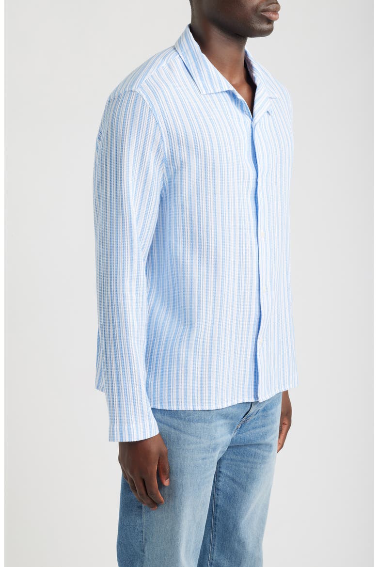 Corey Twisted Stripe Long Sleeve Cotton Camp Shirt, Alternate, color, SKY BLUE