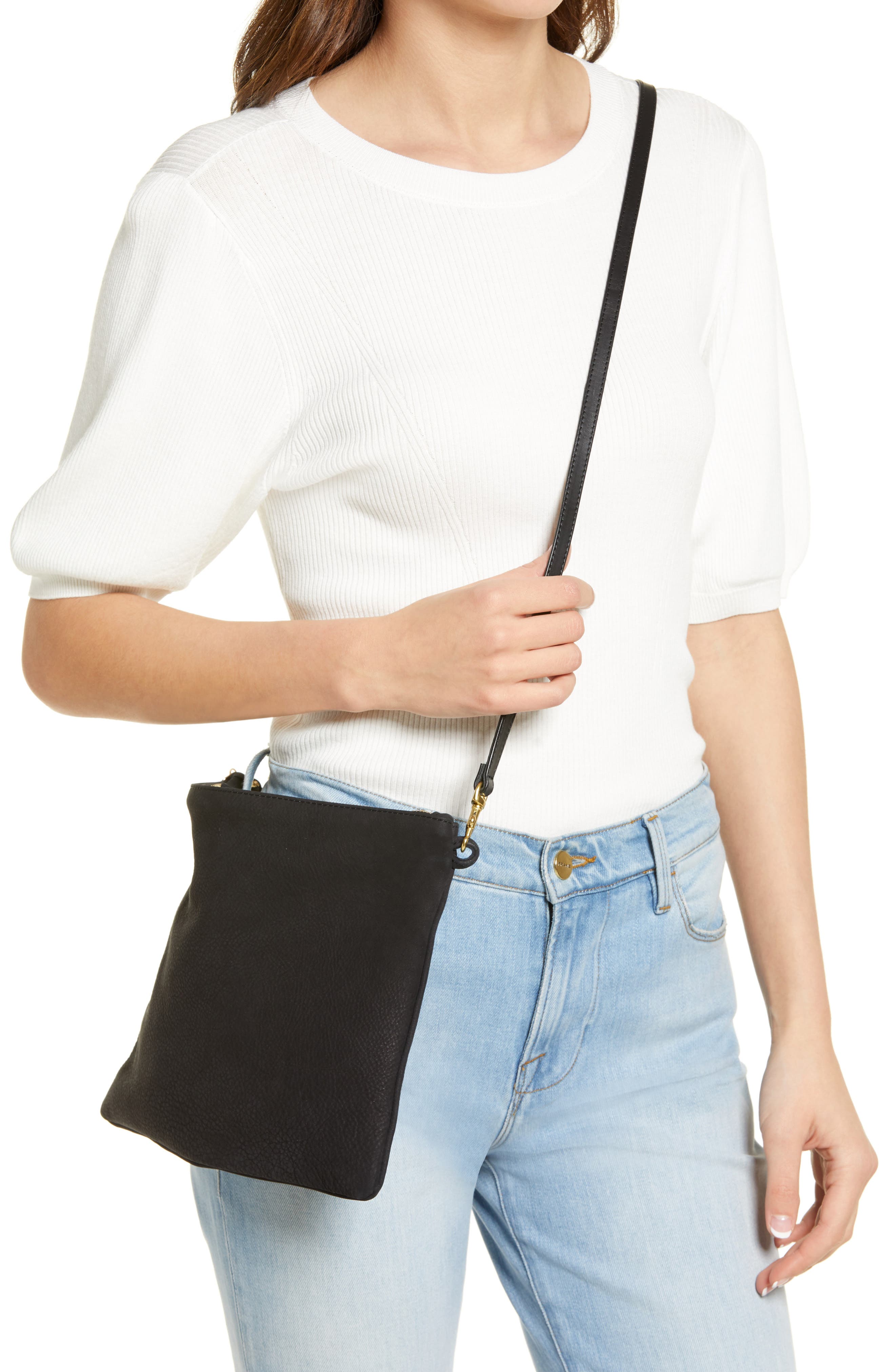 Clare V. Sac Bretelle Leather Shoulder Bag, Alternate, color, 